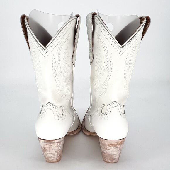 Thursday Boot Co. Sierra Western Boots White Leather Snip Toe Size 8 NWT - Picture 6 of 9